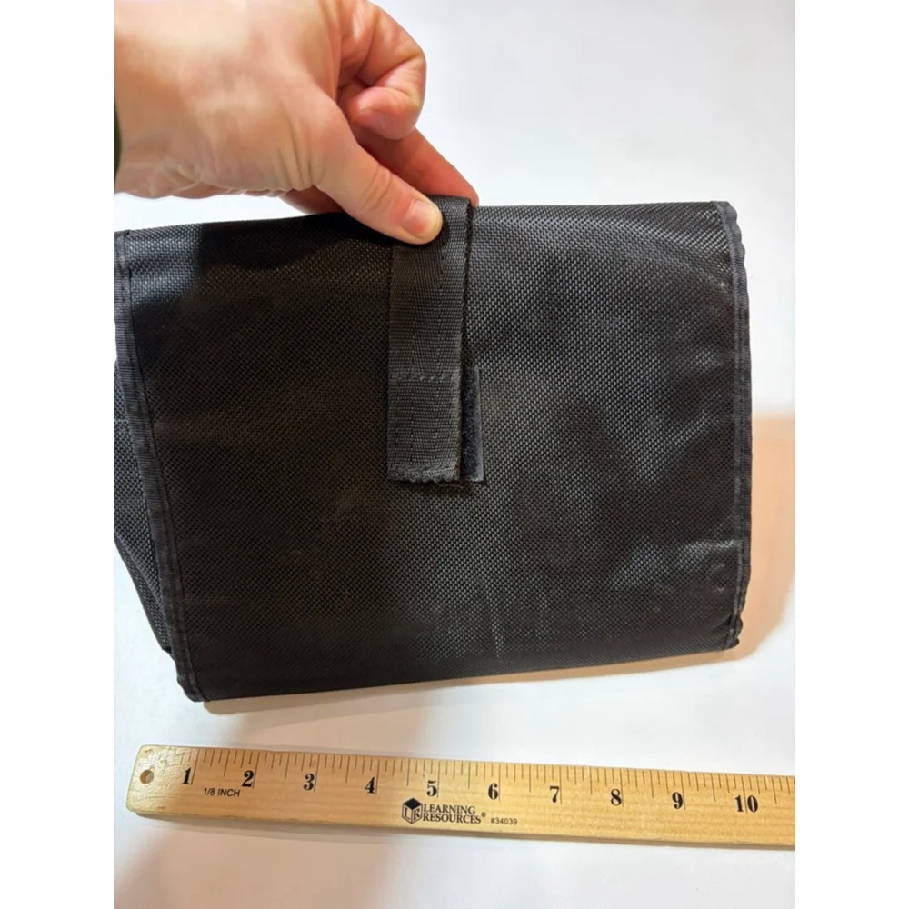 Versace Medusa Nylon Travel Toiletry Bag Black Fold Out Organizer Italy